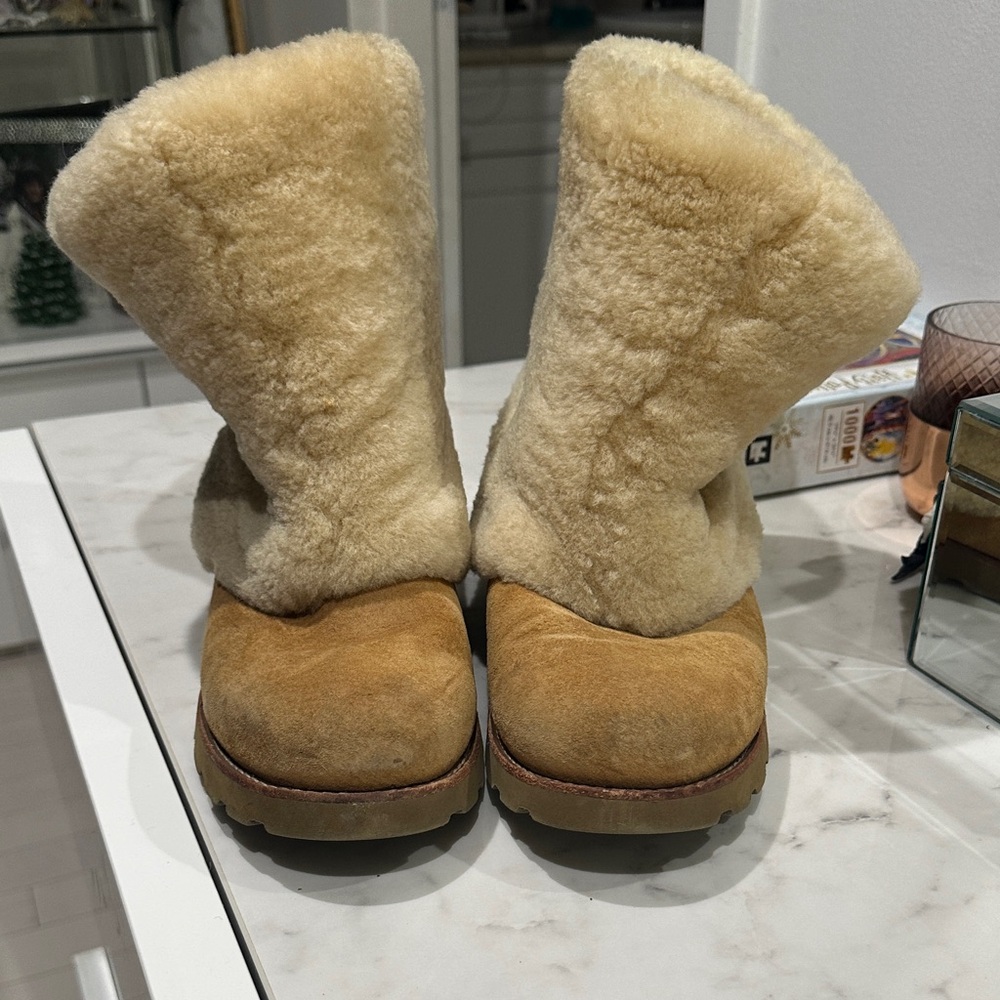 UGG Cream and Tan Shearling Boots
